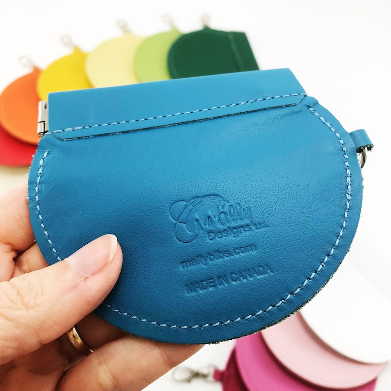 Leather Coin Purse Colored Pouch Squeeze Flex Frame Round Etsy