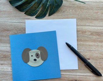 Card with Dog Applique, Blank inside, Great for any Occasion, Handmade with Leather Applique, Birthday Card, Greeting Card, Unique Card