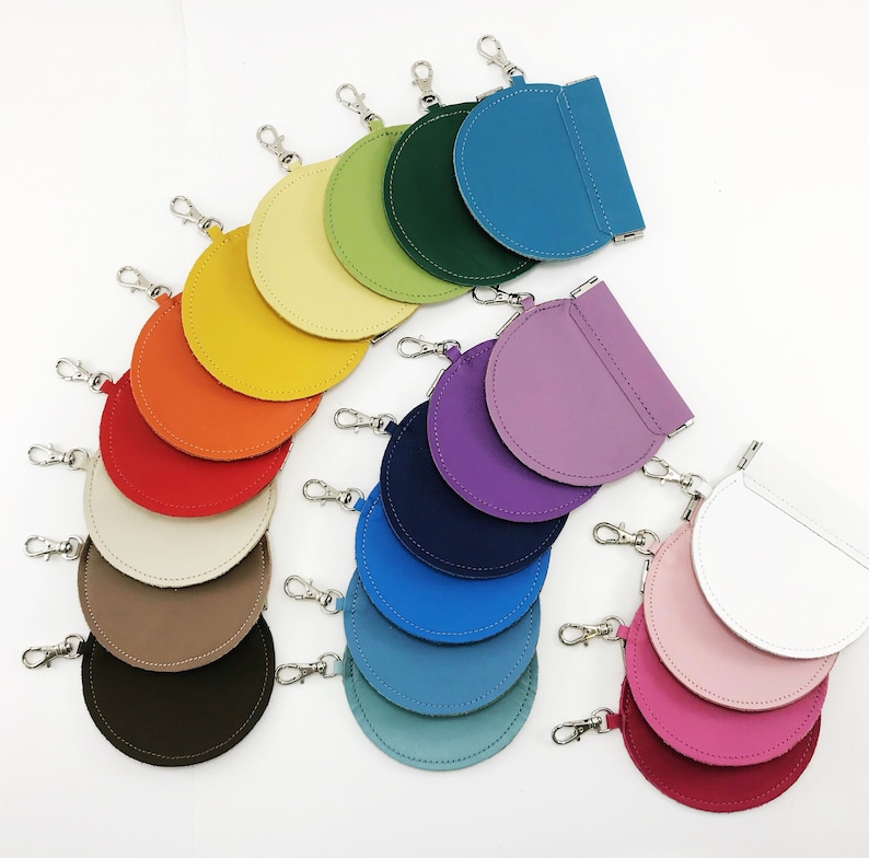 Leather Coin Purse Colored Pouch Squeeze Flex Frame Round Etsy