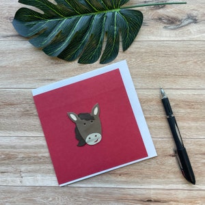 Paardenkaart, blanco binnenkant, geweldig voor elke gelegenheid, handgemaakt met lederen applique, verjaardagskaart, wenskaart, unieke kaart, kinderkaart
