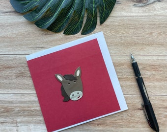 Horse Card, Blank inside, Great for any Occasion, Handmade with Leather Applique, Birthday Card, Greeting Card, Unique Card, Kids Card