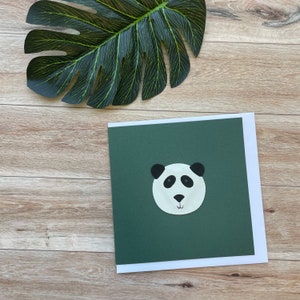 Panda Card, Vierge à l’intérieur, Idéal pour toutes les occasions, Fait à la main avec une applique en cuir, Carte d’anniversaire, Carte de vœux, Carte unique, Carte pour enfants