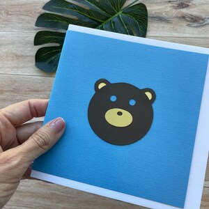 Cartão de urso, em branco por dentro, ótimo para qualquer ocasião, feito à mão com apliques de couro, cartão de aniversário, cartão de felicitações, cartão exclusivo, cartão infantil