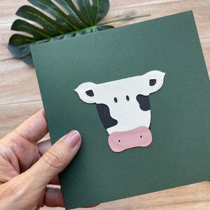 Koeienkaart, blanco van binnen, ideaal voor elke gelegenheid, handgemaakt met leren appliqué, verjaardagskaart, wenskaart, unieke kaart, kinderkaart