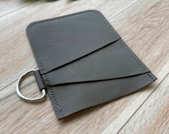 Leather Angular Card holder with 3 slots, holds up to 12 plastic cards, brown leather