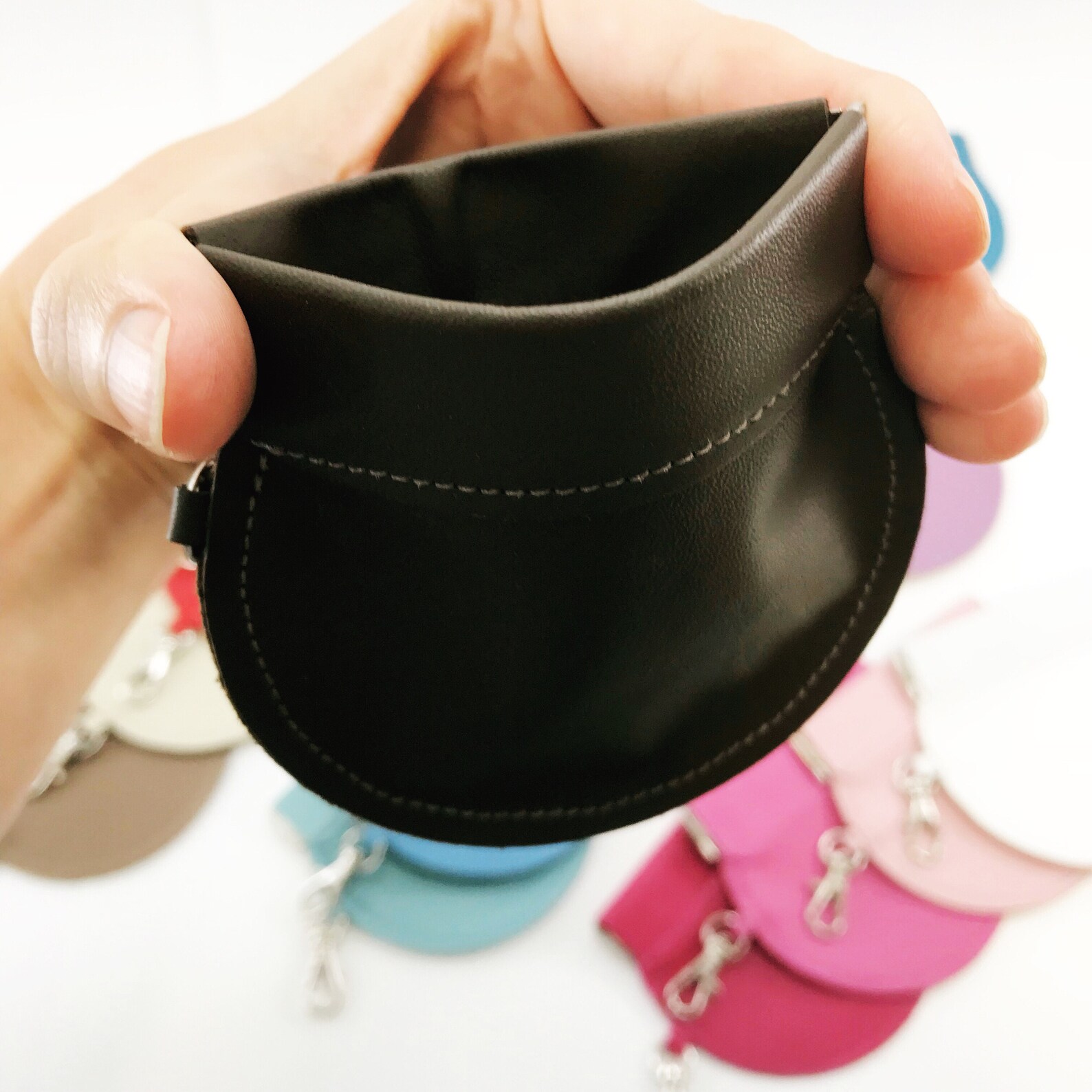 Leather Coin Purse Colored Pouch Squeeze Flex Frame Round Etsy