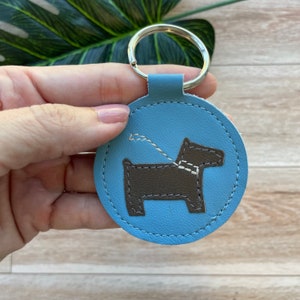 Leder Hunde Schlüsselanhänger, rund, Echtleder Schlüsselanhänger