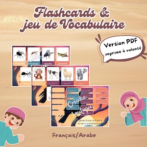 flashcards vocabulaire animaux du coran et carte de nomenclature arabe et français à imprimer en pdf
