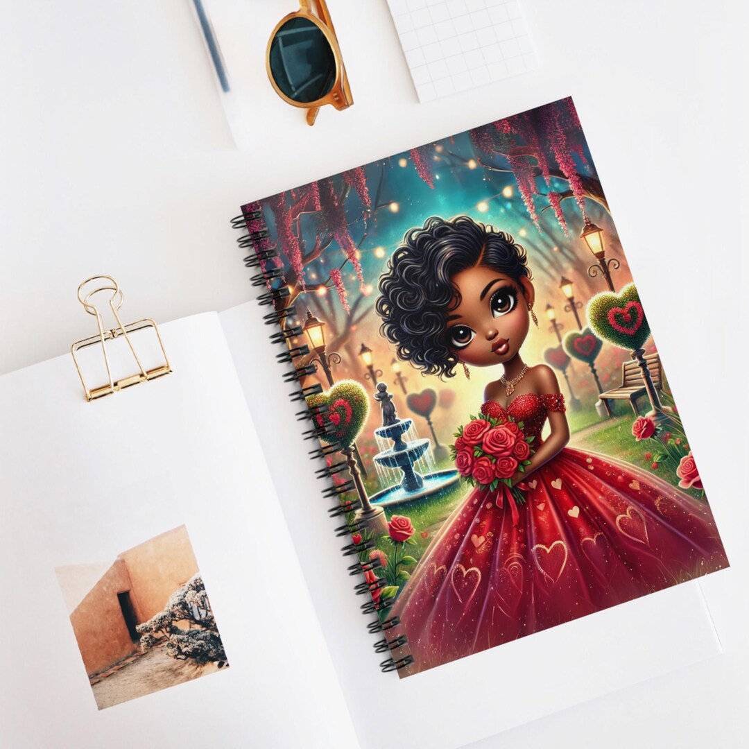 Chibi Lady Valentine's Themed Spiral Notebook B- Romantic Writing ...