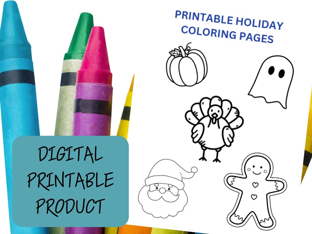 Printable Holiday Coloring Pages Etsy