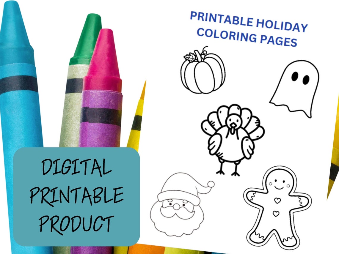 Printable Holiday Coloring Pages Etsy