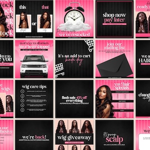 22 Hair Social Media Templates Hair Instagram Templates Beauty Branding Hair Extensions Instagram Hair Business Marketing Hair Content Set