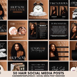 Hair Instagram Templates Beauty Branding Hair Extensions Instagram Hair Business Marketing Hair Content Set Hair Social Media Templates
