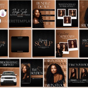 30 Hair Social Media Canva Templates Editable Instagram Posts for Wig ...