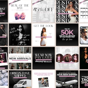 Mode Instagram-sjablonen Boutique-inhoudsset Boutique-berichten op sociale media Modebranding-boetiek Modeflyers voor sociale media