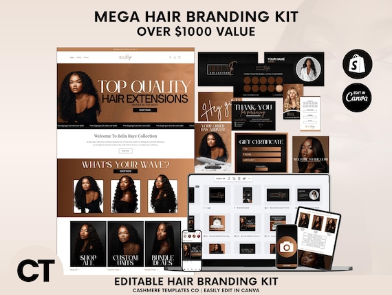 Hair Branding Kit DIY Branding Kit Social Media Branding Bundle Hair Content Set Hair Extensions Branding Stock Photos Hair Logo