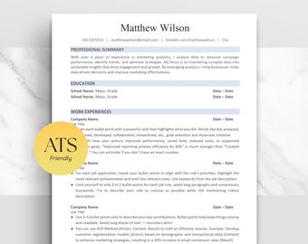 ATS-vriendelijke cv-sjabloon voor Word- en Google Documenten-indeling, eenvoudige ATS-cv-sjabloon, één pagina en twee pagina's, schoon cv-sjabloon