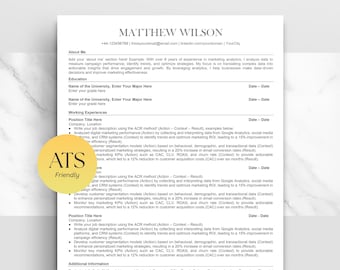 Professional and Simple ATS Friendly Resume Template for Microsoft Word, Google Docs Resume, Fully Editable Simple Resume, CV Template
