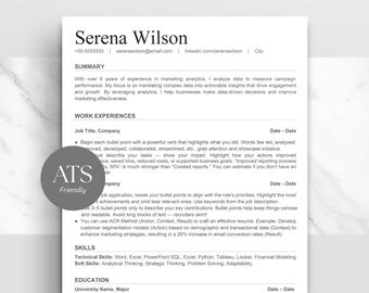 Professional ATS Friendly Resume Template in Word & Google Docs, ATS Resume Template Black and White, Single Page and Two Page Clean Resume