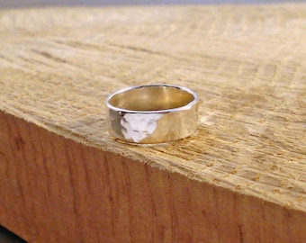 Sterling Silver Wide Hammered Band Ring Stackable multiple sizes