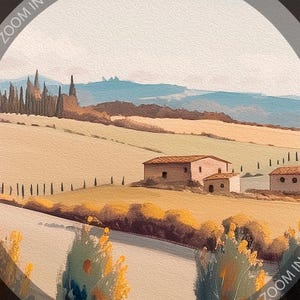 Country chic landscape painting, Farmhouse decor, Neutral prints, Vintage wall art, Vintage art print Wall art living room, Landscape art.