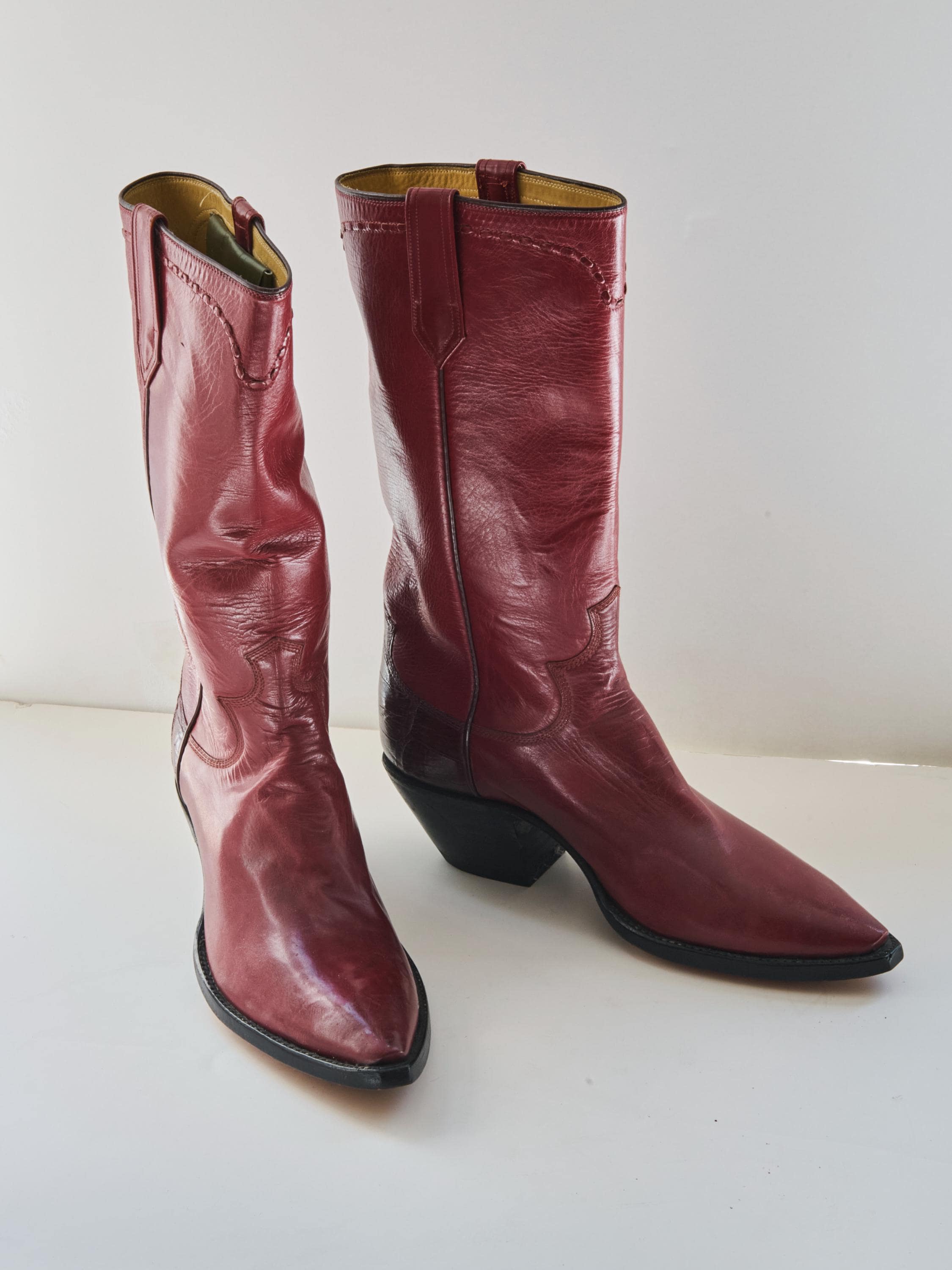 New Vintage Paul Bond Western Boots 11D Calf Skin Red Etsy