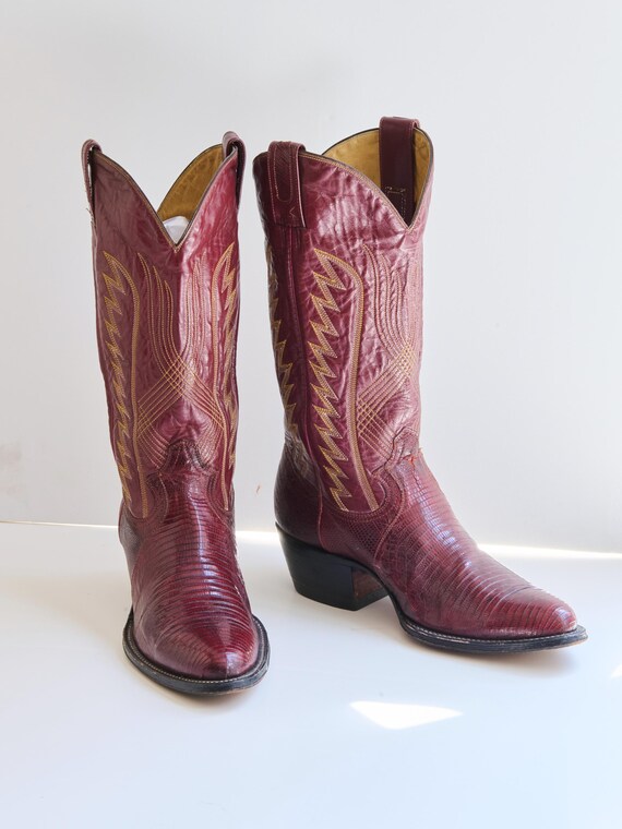 Lightly Worn Montana Western Boots 11D Reptile Red Etsy UK