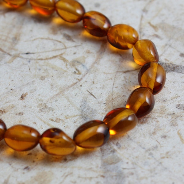 Genuine Amber Beads Oval Nuggets 7mm x 4mm - 20 beads