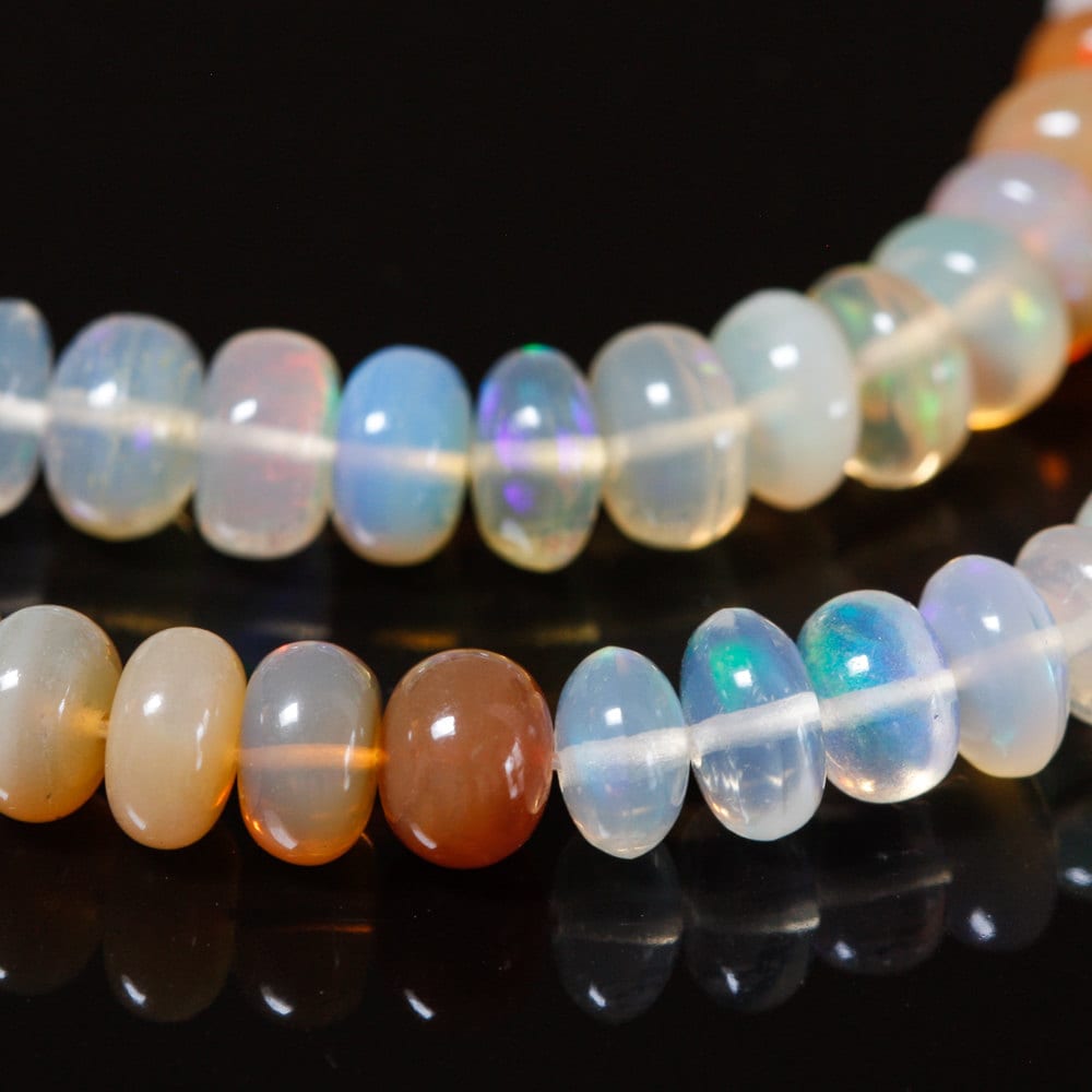 Perles Rondelles Opale D'Éthiopie Naturelle - 43.02 Carats - Neuf Avec étiquettes