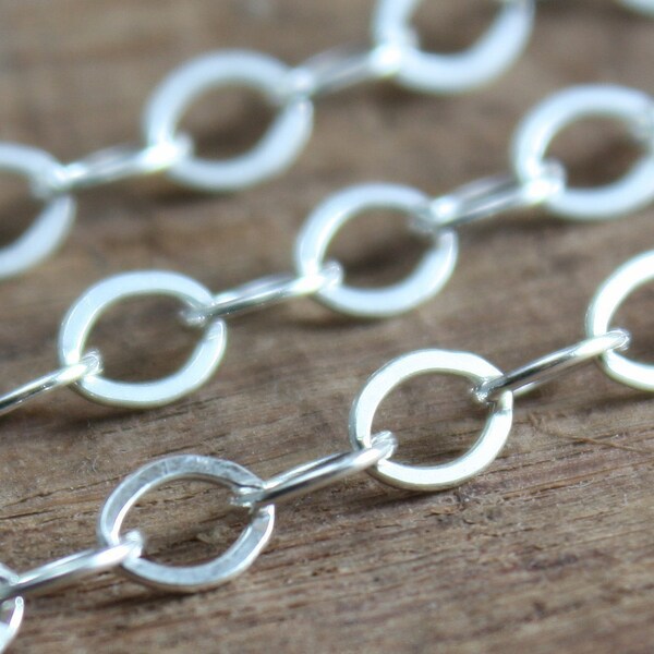 Sterling Silver Chain Bulk  - Large Flat Oval Cable Chain 5mm x 4mm (4.7mm x 3.7mm)- Chain Lengths by the Foot ch012ss