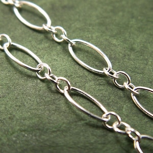 Sterling Silver Chain Bulk  - Long and Short Oval Chain 8mm x 3.5mm - Select Lengths by the Foot ch007ss