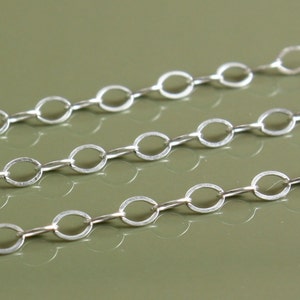 Sterling Silver Chain by the Foot - Flat Oval Cable 3mm x 2mm - Select Length by the Foot ch002ss