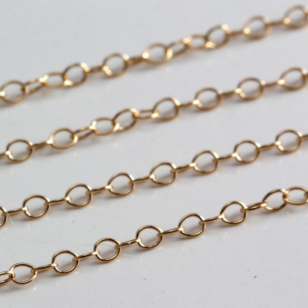 Gold Filled Chain By the Foot - Fine Cable Chain 1.3mm - Select Your Length 18" - 3 Feet