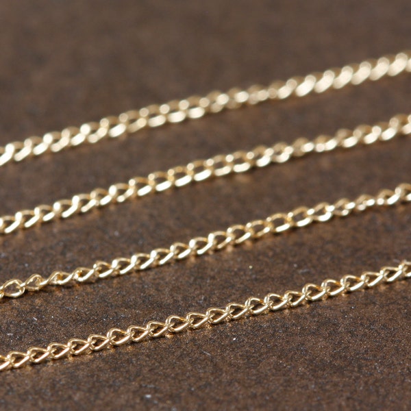 Gold Filled Chain by the Foot -  Fine Curb Chain 1.1mm - Select Lengths by the Foot ch070gf