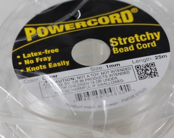 Powercord 1mm Clear - Stretchy Bead Stringing Cord - 82 Feet/25 meters