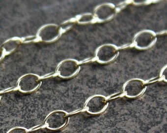 Gold Filled Chain by the Foot - Oval Link Cable Chain 4mm x 2.5mm - Lengths to 3 Feet