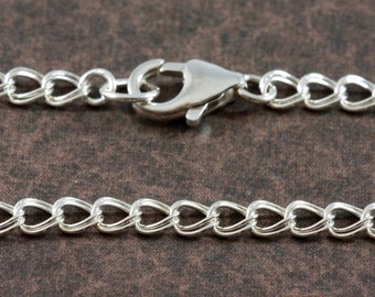 Sterling Silver Chain - 5mm x 4mm Double Curb - Custom Finished Bracelet - Necklace - Choose Your Length - ch052ss-f