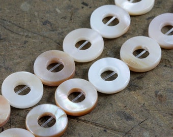 Pink Shell Donut Beads 12mm Circle Beads -- Select Loose Beads or Full Strand