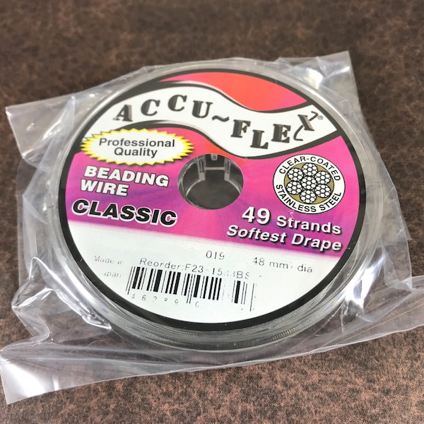 Accu-Flex Beading Wire - 49 strand Clear Stainless Steel 019 - By the Foot - 5 - 10 - 20 - 50 feet