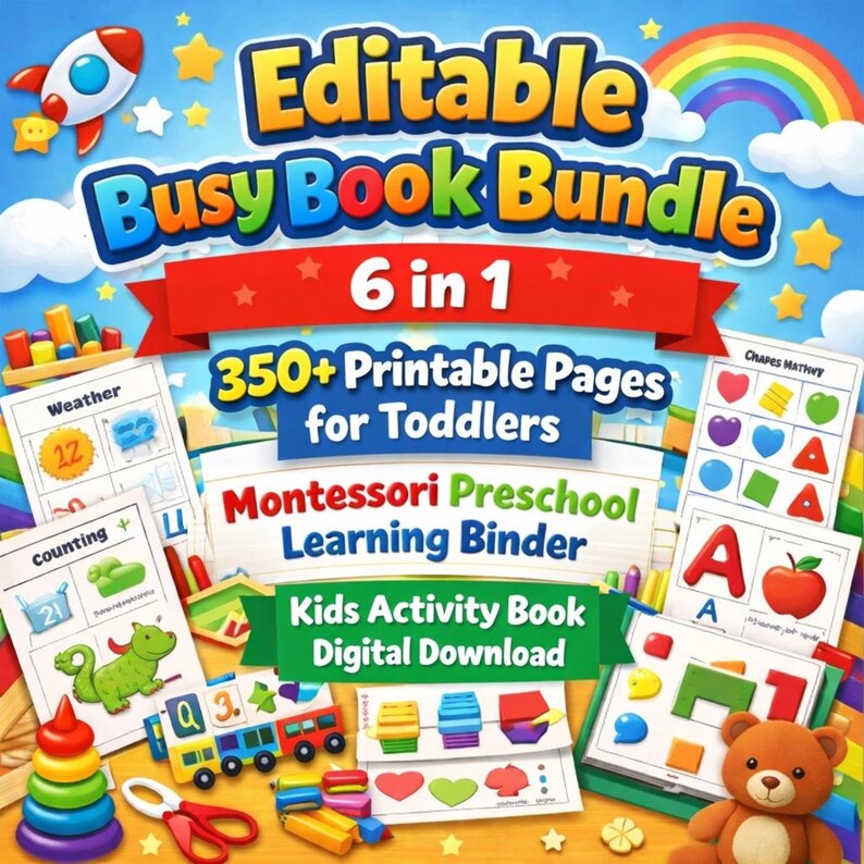 Editable Busy Book Bundle, 350+ Pages for Toddlers, Montessori ...