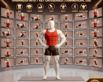 Bundel met 3300+ fitnessrollen: workout-, HIIT-, yoga-, cardiovideo's (digitale download)
