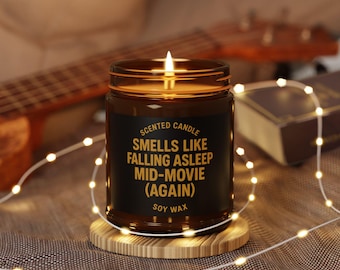 Vela divertida: Huele a película - Regalo en tarro ámbar de cera de soja