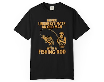 Grappig vissers-T-shirt: onderschat nooit een oude man - comfortabele kleuren