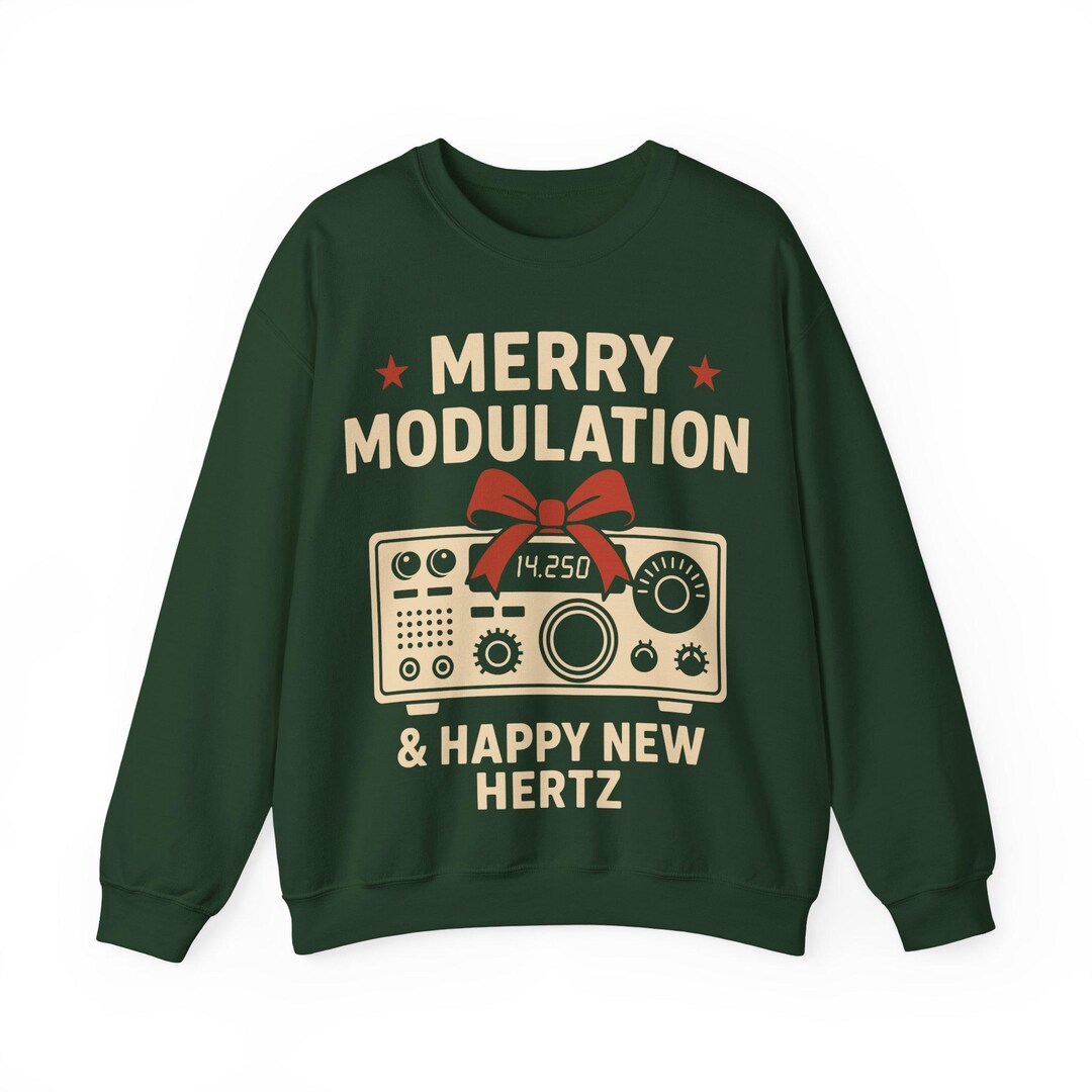 Modulation Gift Ham Radio Christmas Sweatshirt: Merry Modulation Vintage Transceiver ...