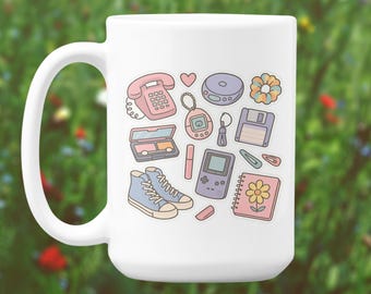 Keramische mok nostalgie uit de jaren 90 – Y2K-retro, dubbelzijdige print