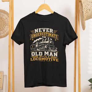 Camiseta vintage de locomotora de vapor, camiseta de maquinista de tren veterano, camiseta para amantes del ferrocarril
