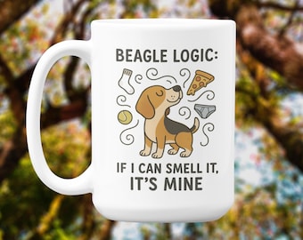 Rolig Beagle-mugg: "Om jag kan lukta den är den min" - Gåva för hundälskare