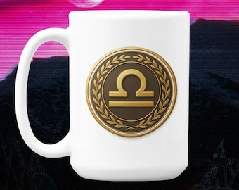 Libra Zodiac Mug: Elegant Gold Astrological Sign - Gift for Astrology Lovers