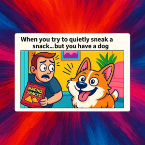 Funny Corgi Snack Sticker: Waterproof Vinyl Decal for Dog Lovers