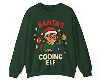 Sudadera de elfo programador de Papá Noel: un divertido suéter navideño para programadores